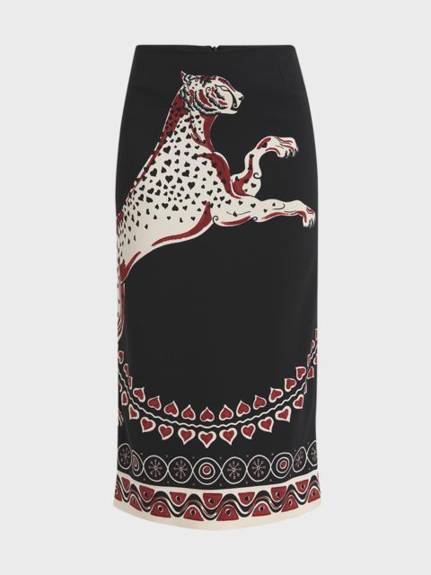 Placee Leopard Printed Pencil Skirt