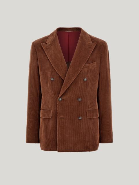 Canali COCOA COTTON VELVET DOUBLE-BREASTED MODERN-FIT JACKET