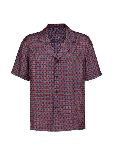 Balmain geometric-print silk shirt