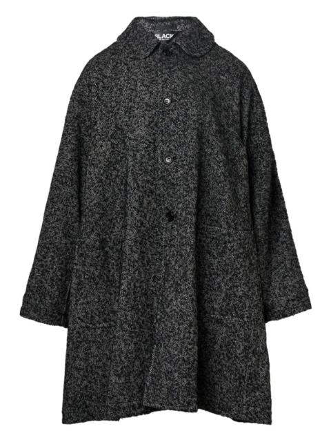 BLACK COMME des GARÇONS tweed herringbone round-collar coat