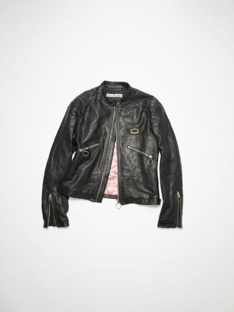 Distressed leather jacket - Black