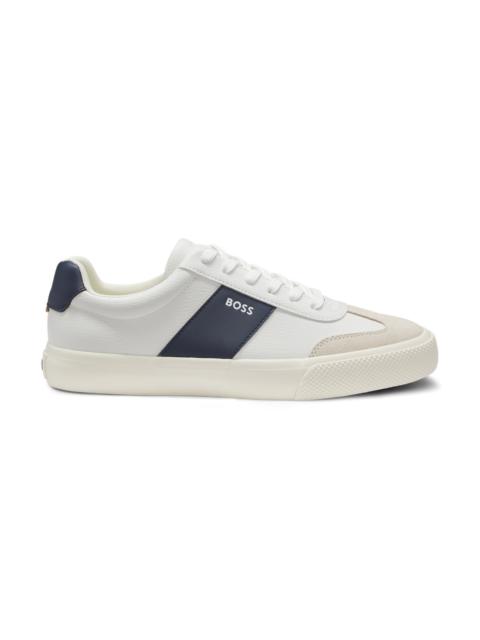 LEATHER-TRIM TRAINERS IN FAUX LEATHER