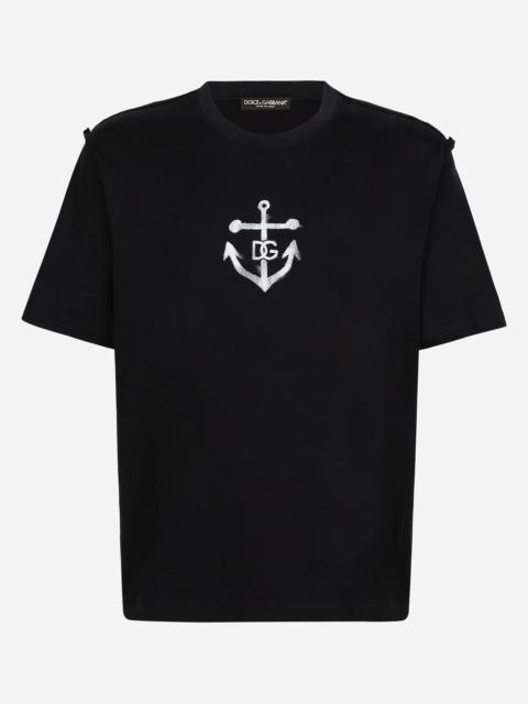 Short-sleeved Marina-print T-shirt