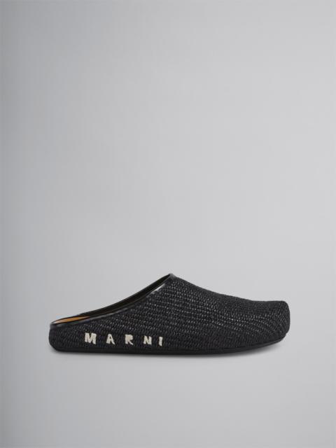 Marni BLACK RAFFIA AND LEATHER FUSSBETT SABOT