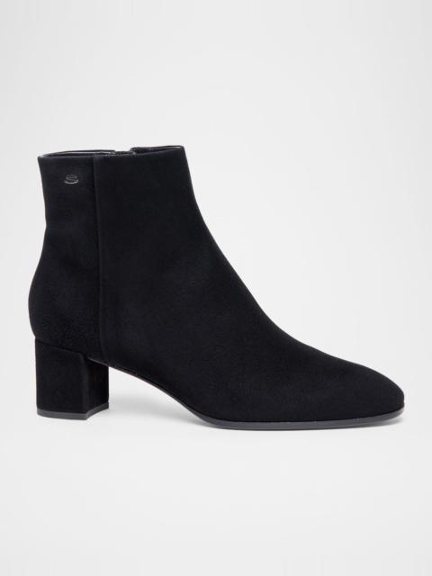 Santoni Suede Block-Heel Ankle Booties