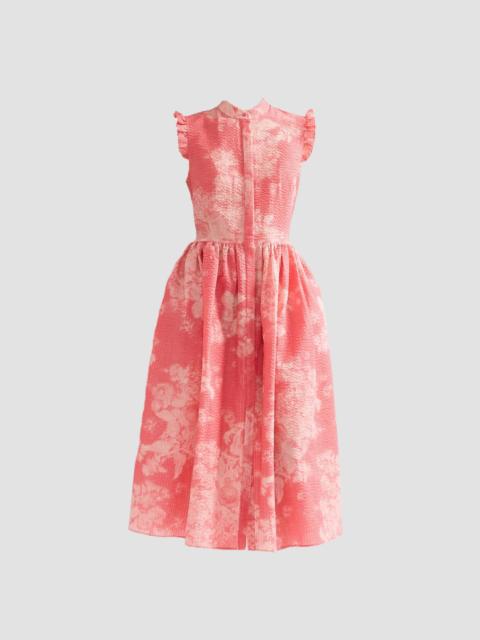 Erdem FLORAL PRINT COTTON FIT AND FLARED MIDI DRESS