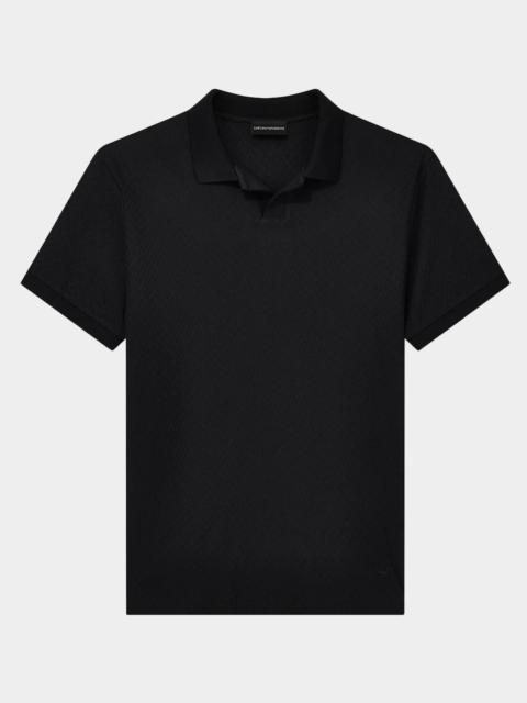 EMPORIO ARMANI Geometric Textured Jacquard Polo Shirt