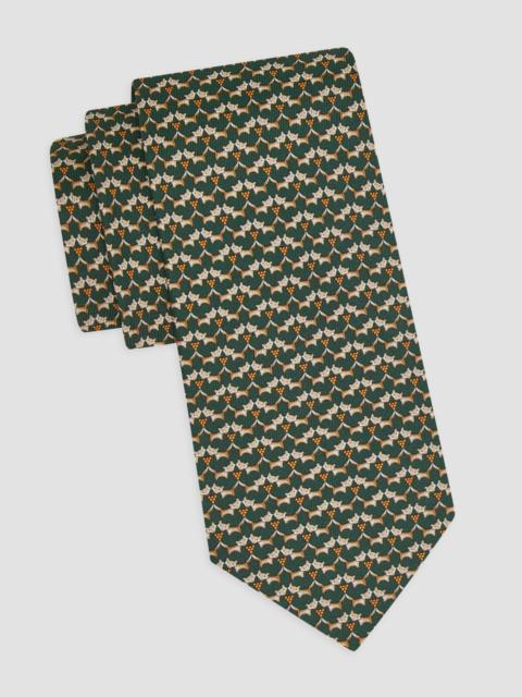 FERRAGAMO Men's Fox Print Silk Tie - Verde Scuro