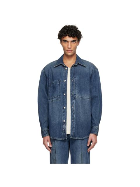 Wooyoungmi Blue Back Logo Corduroy Denim Shirt