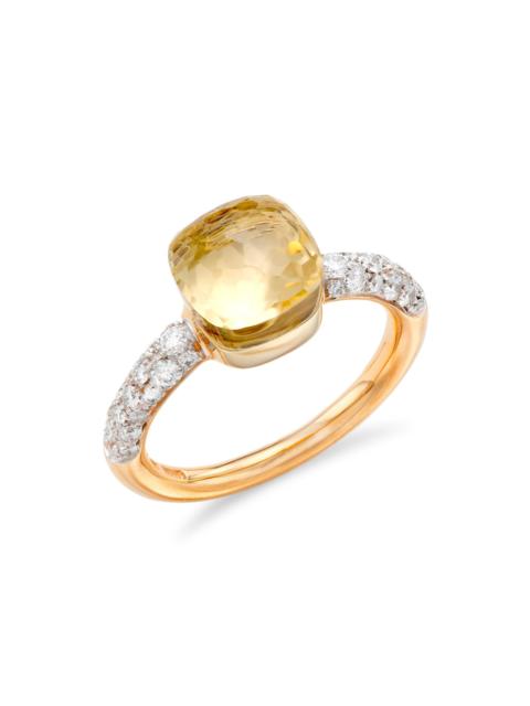 Pomellato Women's Nudo Petit White Topaz, Diamond, 18K White Gold, & 18K Rose Gold Ring - Rose White Gold