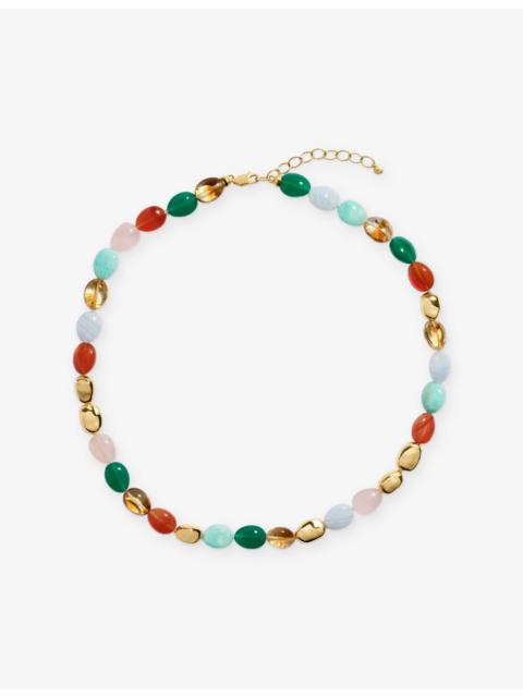 MONICA VINADER Rio Bold Multi Gemstone 18ct Yellow Gold Vermeil and Freedom Stones Beaded Necklace