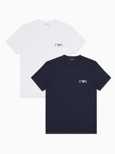 EMPORIO ARMANI TWO-PACK OF LOUNGEWEAR FITTED T-SHIRTS WITH A BOLD MONOGRAM LOGO