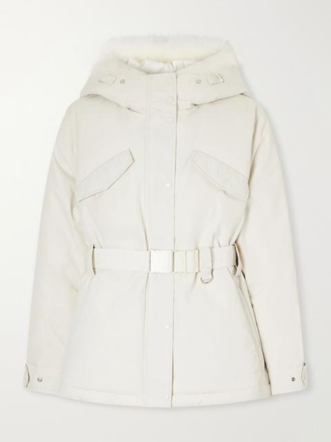 Yves Salomon Belted shearling-trimmed shell down ski jacket Off-white