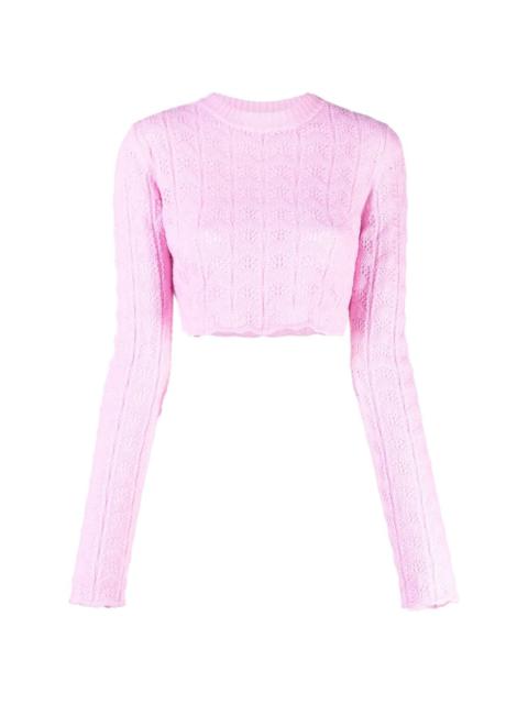 pointelle-knit cropped jumper