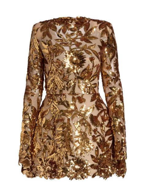 BRONX BANCO Women's Aurelia Floral-Sequined Minidress - Gold