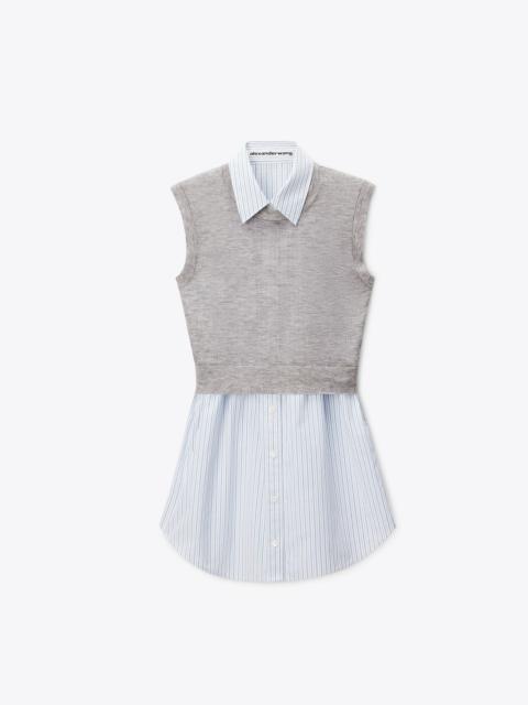Alexander Wang layered sleeveless shirt dress with knit top