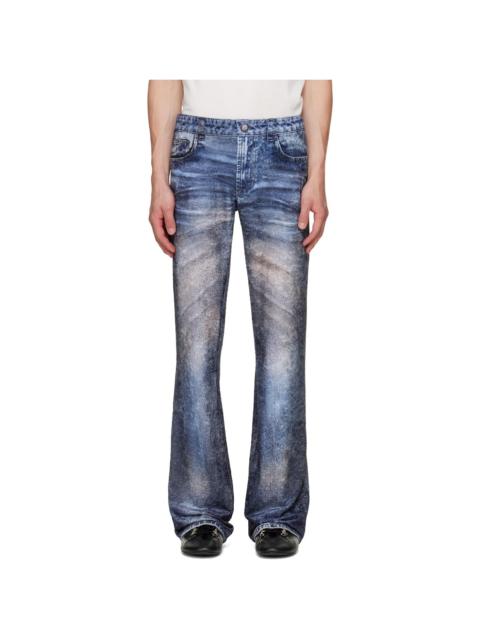 AVAVAV Blue Paris Printed Velour Trousers