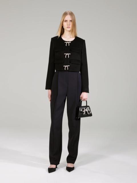 self-portrait Black Crepe Crop Jacket