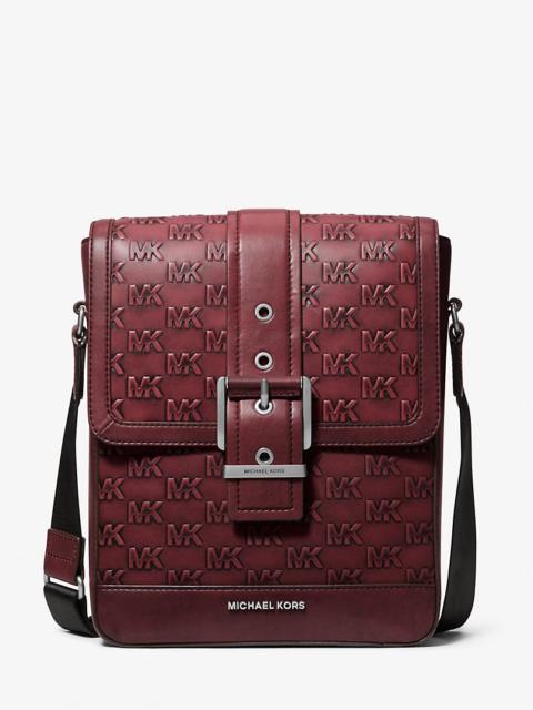 MICHAEL KORS Colby Logo Embossed Burnished Leather Messenger Bag