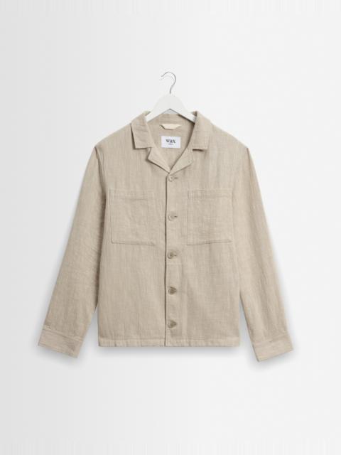 Wax London Aldred - Natural Linen-Cotton Revere Overshirt