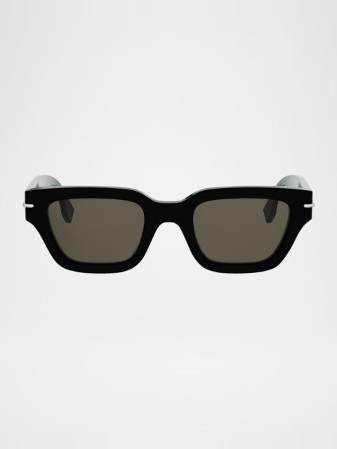 FENDI Men's Selleria Acetate Three-Stitch Rectangle Sunglasses