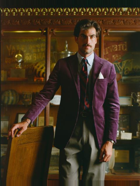 J. PRESS MADE-IN-USA PURPLE COTTON CORDUROY SPORT COAT