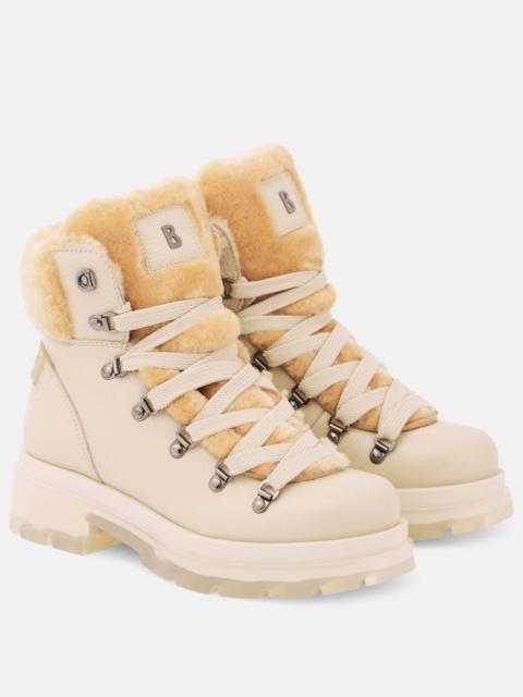 BOGNER Shearling-trimmed leather ankle boots