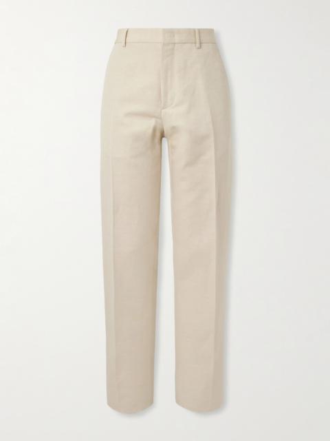 Loro Piana Cedric Tapered Cotton and Linen-Blend Canvas Trousers