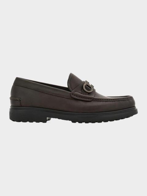 FERRAGAMO Tobias Gancini Leather Loafers