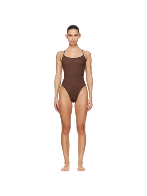 Hunza G Brown Pamela Contrast Swimsuit