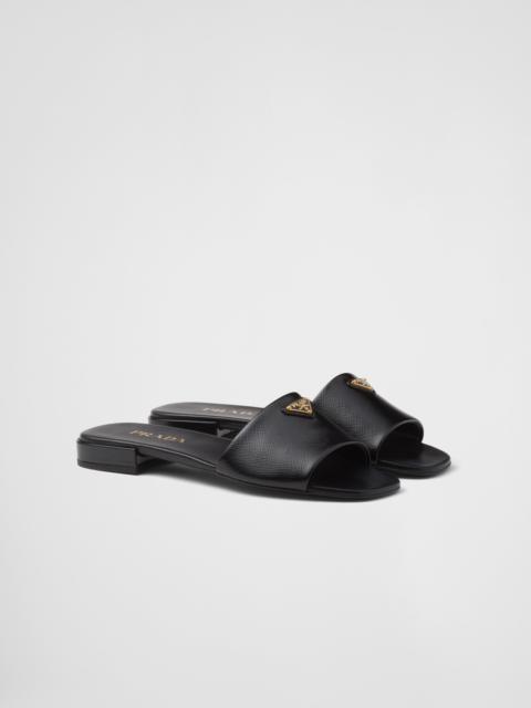 Prada Saffiano patent leather slides