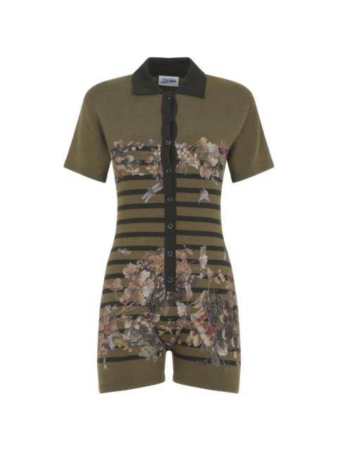 Jean Paul Gaultier floral-print striped playsuit