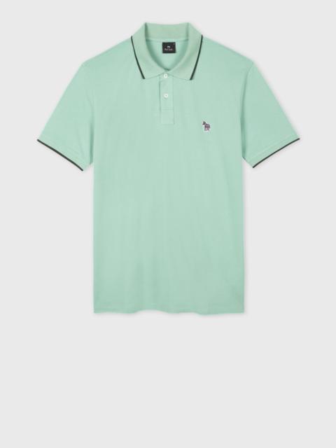Paul Smith Sea Green Zebra Logo Polo Shirt With Contrast Tipping