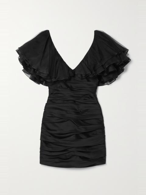 Carmen tulle and silk organza-trimmed satin-crepe mini dress