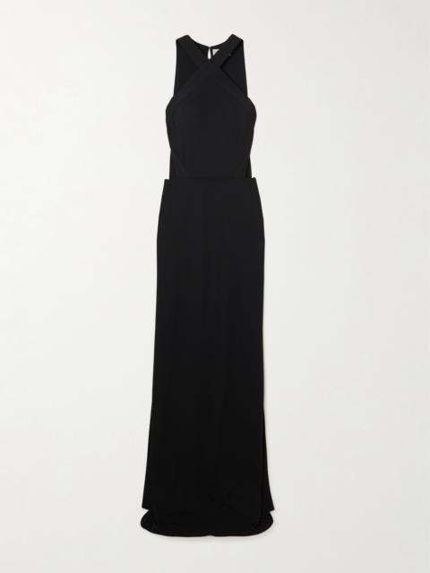 THE NEW ARRIVALS ILKYAZ OZEL Yoko Cutout Crepe Halterneck Gown
