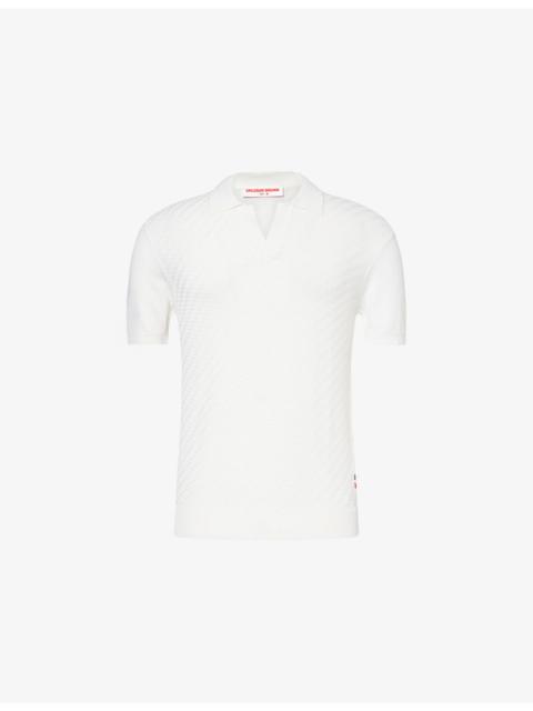 ORLEBAR BROWN Horton Textured-Pattern Cotton-And-Silk Polo Shirt