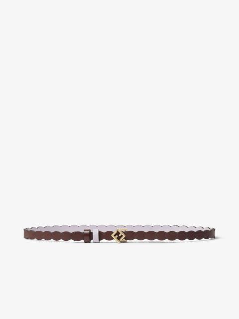 FENDI FF Diamonds Belt Mahogany brown and anemone purple reversible leather belt
