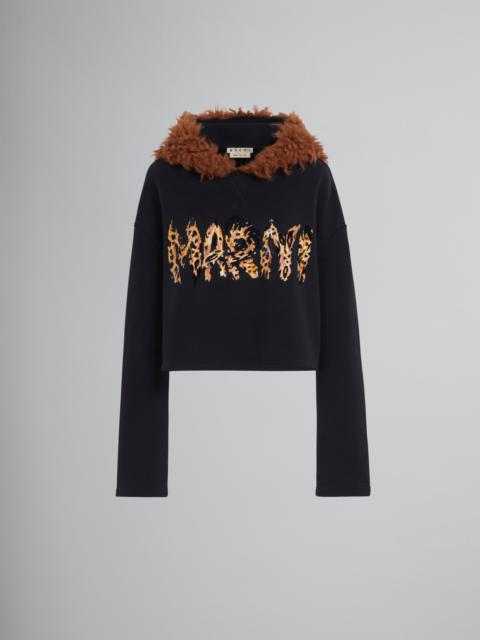 Marni FELINE PRINT LOGO JERSEY CROPPED SWEATSHIRT