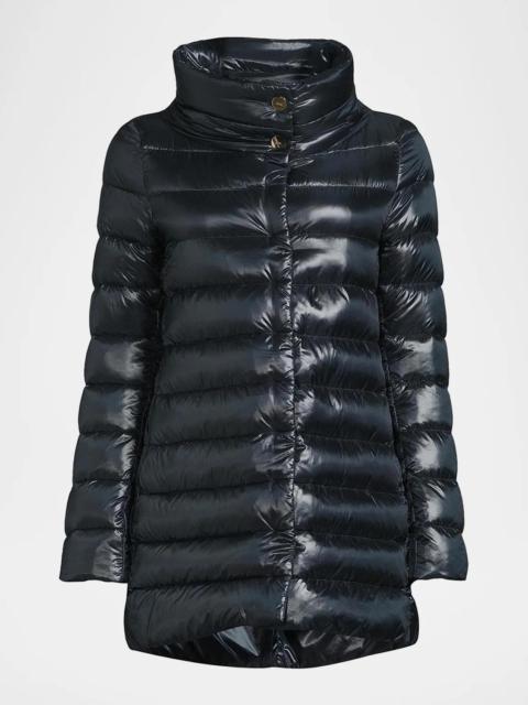 Herno Amelia Water-Resistant Ultralight Nylon A-Line Puffer Jacket