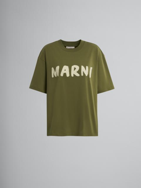 Marni GREEN LOGO PRINT BIO JERSEY T-SHIRT