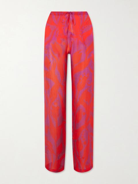 Dries Van Noten Printed Silk-georgette Straight-leg Pants