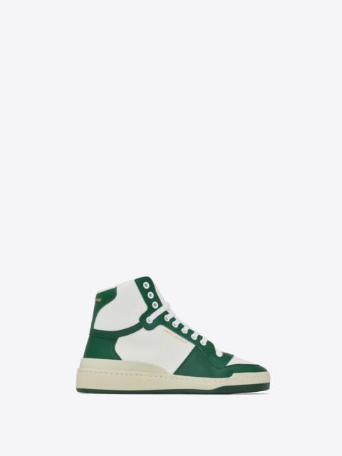 SAINT LAURENT sl/24 mid-top sneakers in smooth and perforated leather
