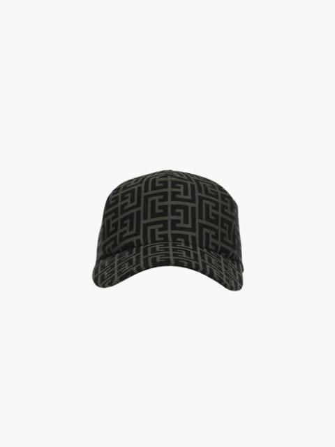 Balmain Khaki and black cotton cap with Balmain monogram