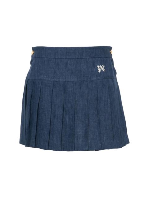logo-embroidered pleated skirt