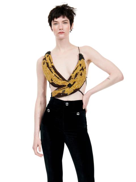 AREA EMBROIDERED CRYSTAL PAILLETTE BANANA TOP