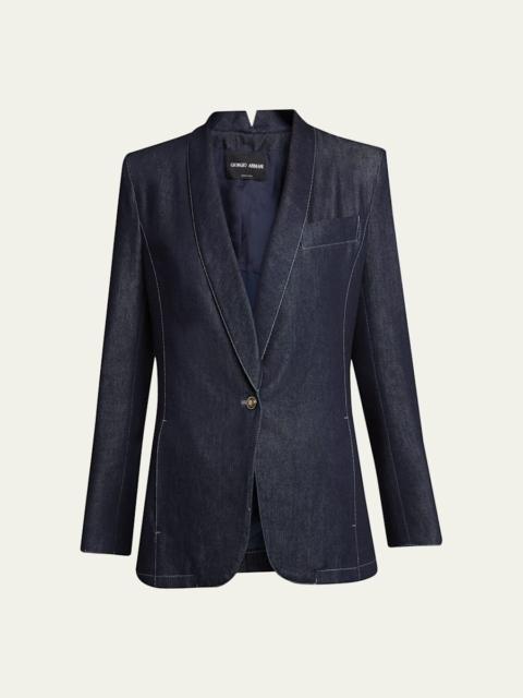 GIORGIO ARMANI Single-Button Denim Blazer