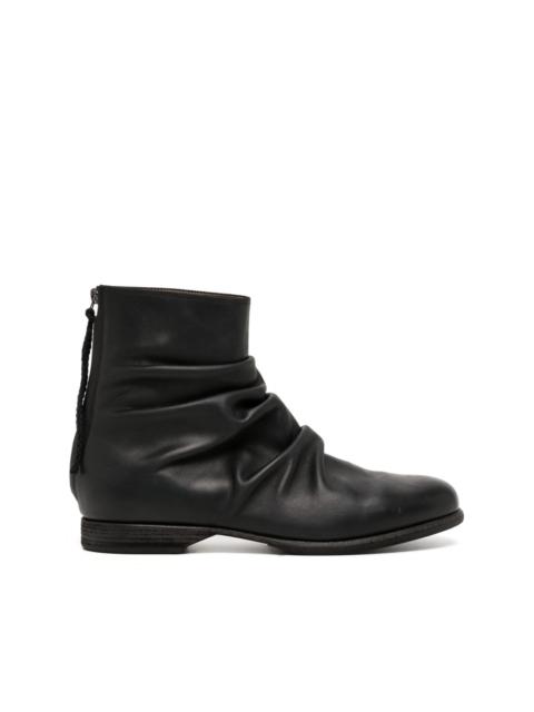 pleat-detail leather boots