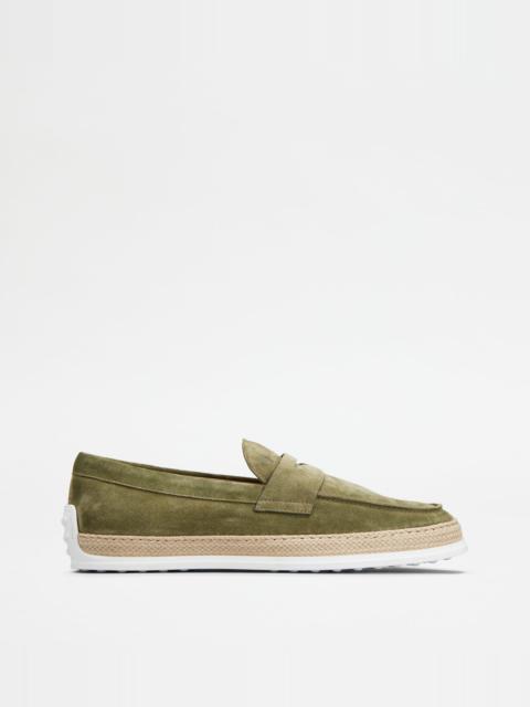 Tod's LOAFERS IN SUEDE - GREEN
