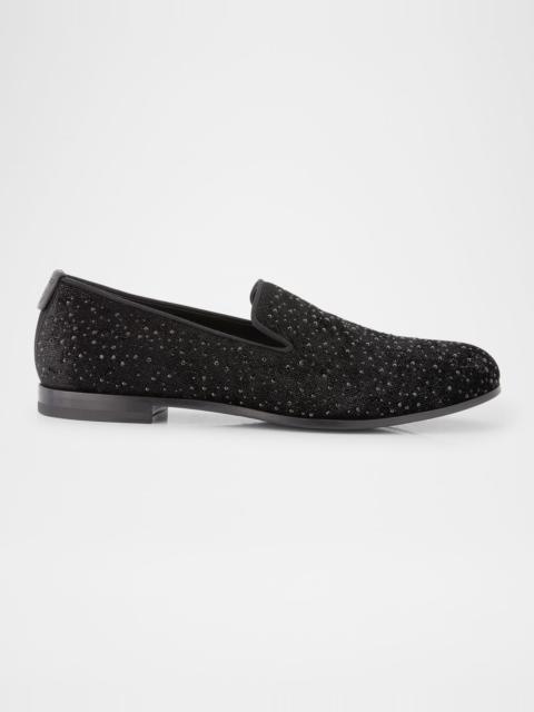 GIORGIO ARMANI Men's Velvet Studded Loafers