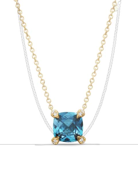 DAVID YURMAN Women's Petite Chatelaine Pendant Necklace in 18K Yellow Gold with Pavé Diamonds - Hampton Blue Topa